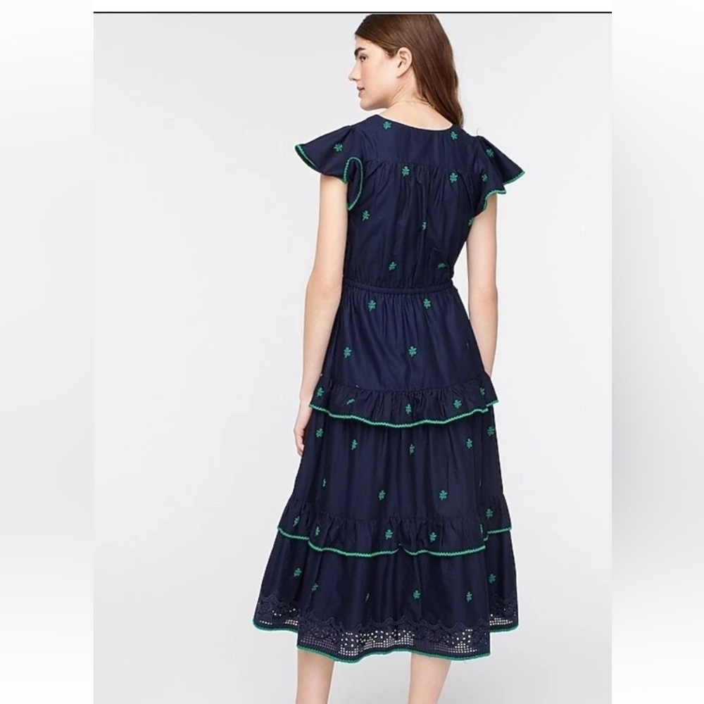 J. Crew Navy Maxi Dress with Green Embroidery - Picture 2 of 4